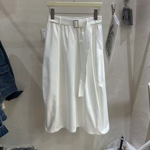 欧货纯色半身裙女韩版 A字裙2026 松紧高腰通勤简约百搭休闲中长款