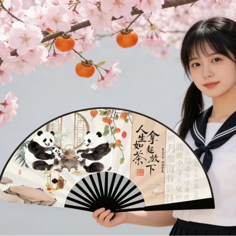 中国风10寸双面古风扇子竹骨手绘折扇古典礼品扇汉服拍照道具折扇