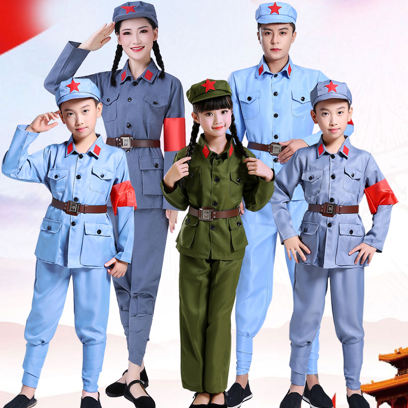 儿童红军演出服小八路军衣服套装红卫兵新四军红星闪闪军装表演服 Изображение 1 儿童红军演出服小八路军衣服套装红卫兵新四军红星闪闪军装表演服 Изображение 1