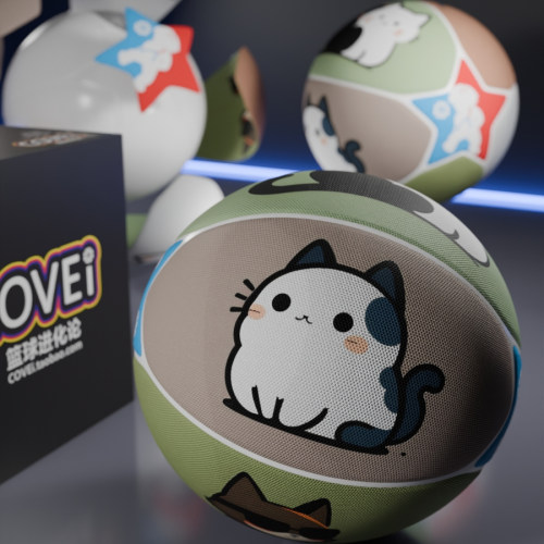 7片皮五角星卡通小猫创意定制篮球超纤维PU耐磨防滑室内外通用