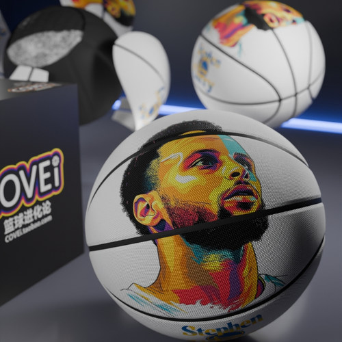 库里插画创意定制篮球超纤维PU耐磨防滑室内外通用