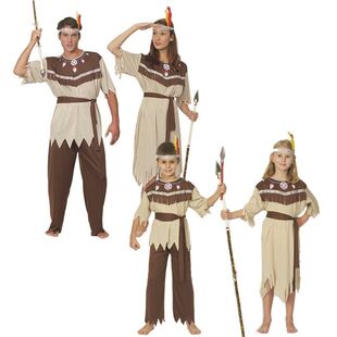 万圣节服装印第安原始人cos演出服成人男女印第安野人衣服道具