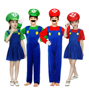 亲子装运动会cos演出服衣服服装马里奥舞台超级玛丽卡通儿童游园
