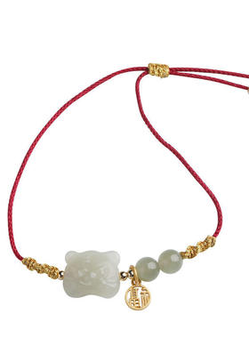 本命年红绳手链天然和田玉年兽情侣女虎头手绳手饰编绳新年礼物