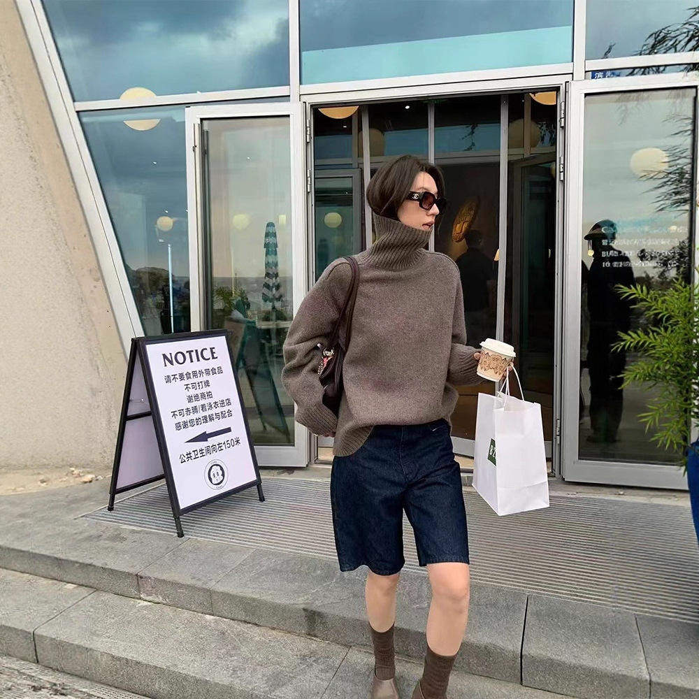 美利奴纯羊毛衫毛衣女秋冬堆堆领