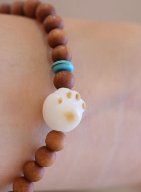 复古檀木佛珠手串菩提根手串情侣款猫爪檀香手饰天然中国风佛珠