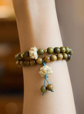 原创绿檀木手串女学生绕指柔男文玩佛珠檀香李莲花楼手链周边饰品