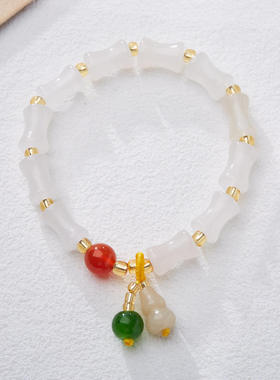 天然金丝玉竹节手链女节节高葫芦单圈手串雅丹隔壁玉石手链