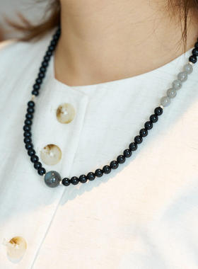 天然黑玛瑙灰月光手串叠戴三圈串珠小众男女情侣礼物设计感潮手链