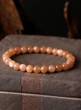 巴西天然金沙橙月光石手链 DIY单圈女士幸福宝石红太阳石手串