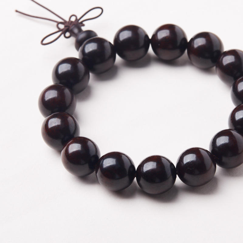 天然印度小叶紫檀手串15MM高油玻璃底文玩手链佛珠念珠手串