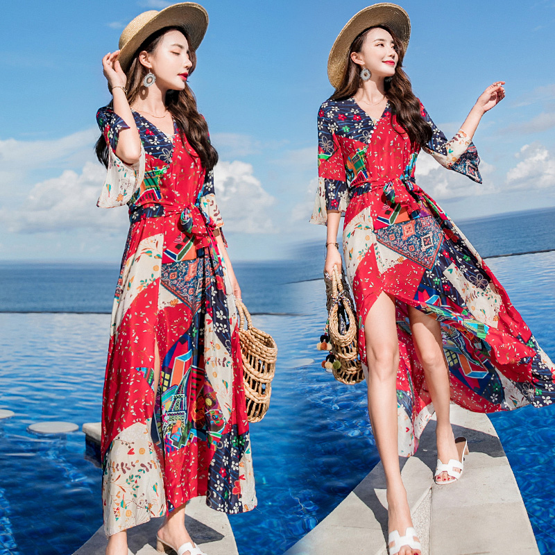 茶卡盐湖裙子草原青海湖云南旅游必备衣服女装夏季出游拍照连衣裙