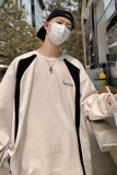 916-W70-P38春美式高街麂皮绒拼色大码卫衣港风平铺M-5XL，男装卫衣，星座916