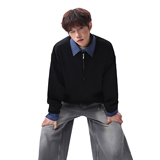 916-W97-特P55无差价现货重磅2026春装新拼接假两件卫衣无影墙，男装卫衣，星座916