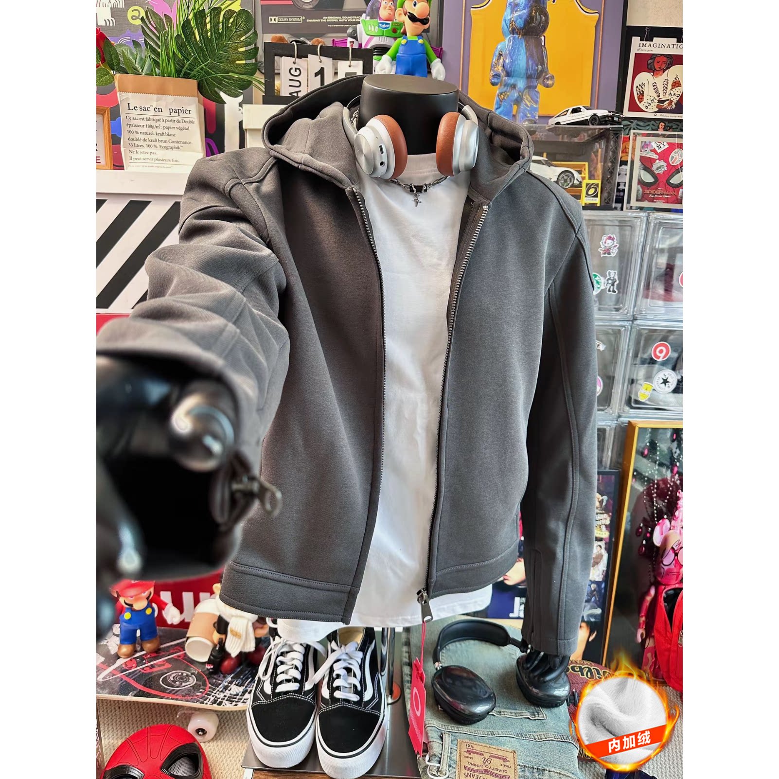 916-W96绒-特P78薄款W96-特P68现货秋冬重磅正肩机车连帽卫衣,男装工装外套,星座916