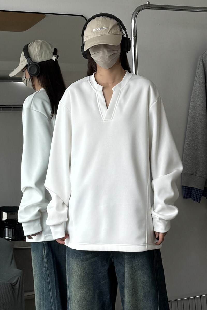 916-W82-特P33无差价重磅310克亨利领美式V领卫衣中性M-3XL,男装卫衣,星座916