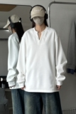 916-W82-特P33无差价重磅310克亨利领美式V领卫衣中性M-3XL，男装卫衣，星座916