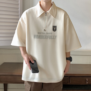 916-T125-P38 夏装 华夫格polo衫大码短袖T恤 港风M-5XL 控58图片