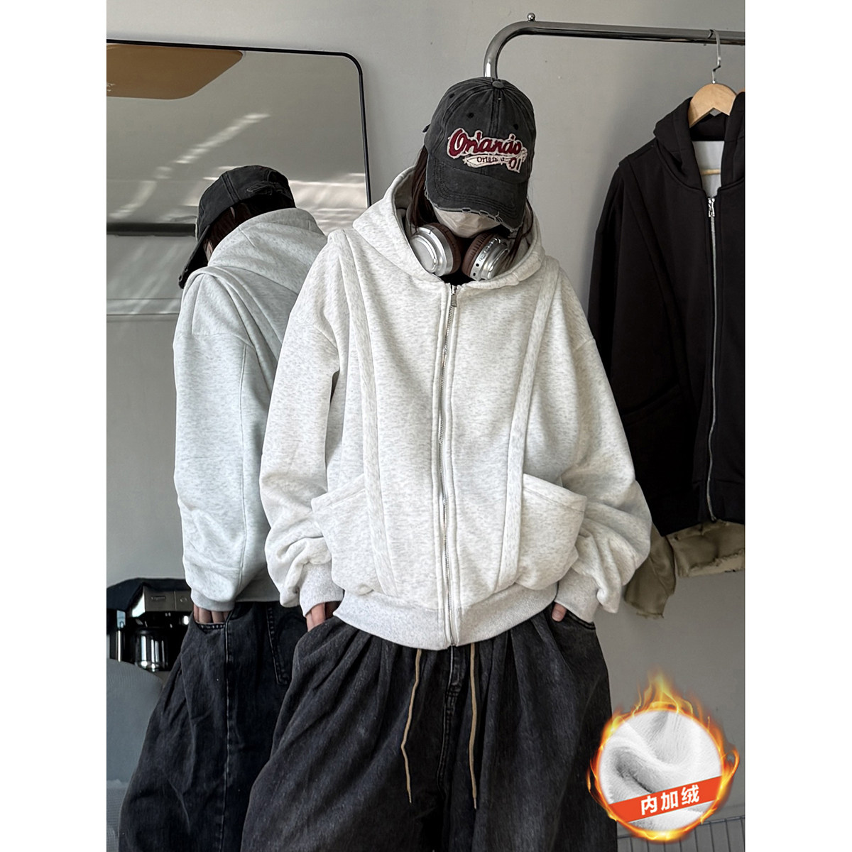 916-W85-特P80无差价抖音得物品质重磅美式连帽加绒卫衣中性,男装卫衣,星座916