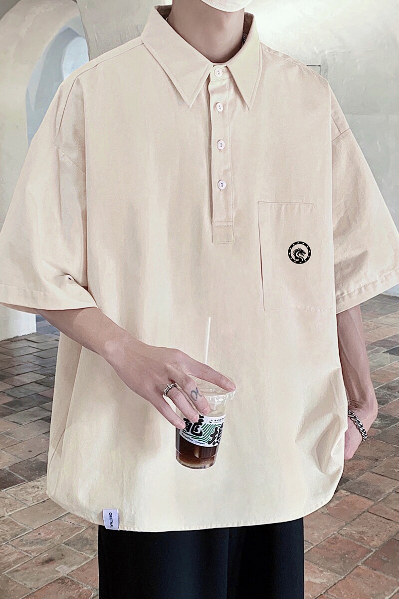 916-C61-P48棉夏季套头大码短袖衬衫港风M-5XL,男装衬衫,星座916