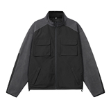 916-993-特P85深度库存春装拼接摇粒绒户外立领外套夹克白底，男装夹克，星座916