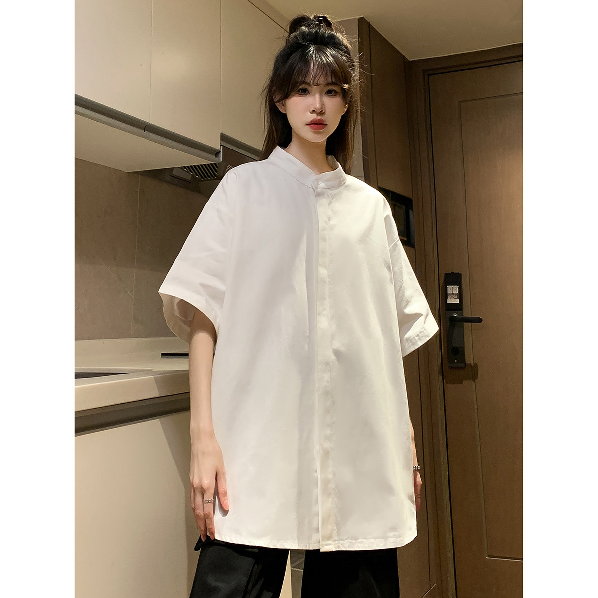916-C66-特P35无差价棉可二开夏装中式短袖衬衫中性M-5XL,男装T恤,星座916