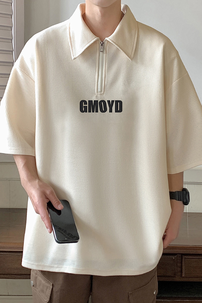 916-T129-P352025夏装华夫格polo衫大码短袖T恤港风M-5XL控58,男装Polo衫,星座916