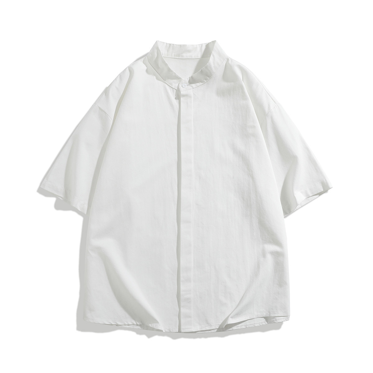 916-C66-特P35无差价棉可二开夏装中式短袖衬衫白底M-5XL,男装衬衫,星座916