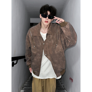 916-961-特P70无差价 春装新款美式大码PU皮衣夹克外套 暗黑M-5XL，男装夹克，星座916