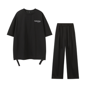 916-986-特P65无差价 现货 直播品质 夏装套装 短袖+长裤 白底，男装T恤，星座916