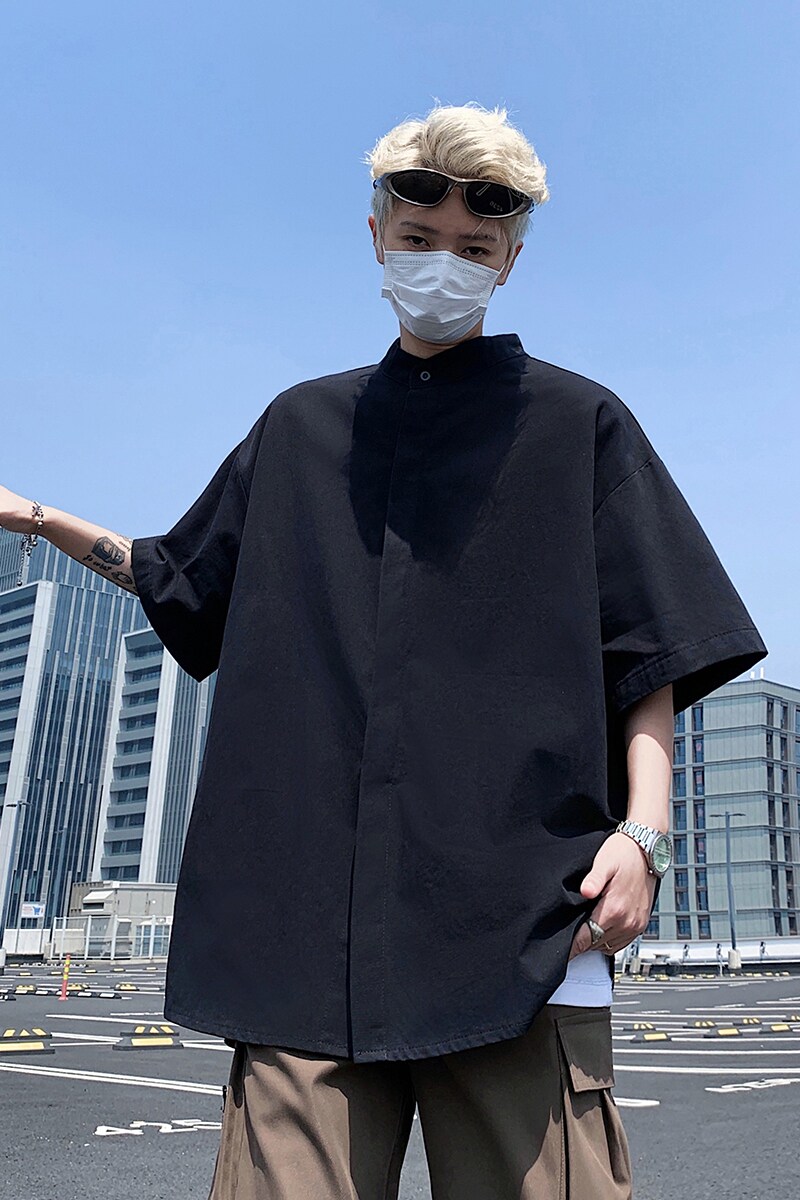 916-C66-特P35无差价棉可二开夏装中式短袖衬衫高街M-5XL,男装衬衫,星座916