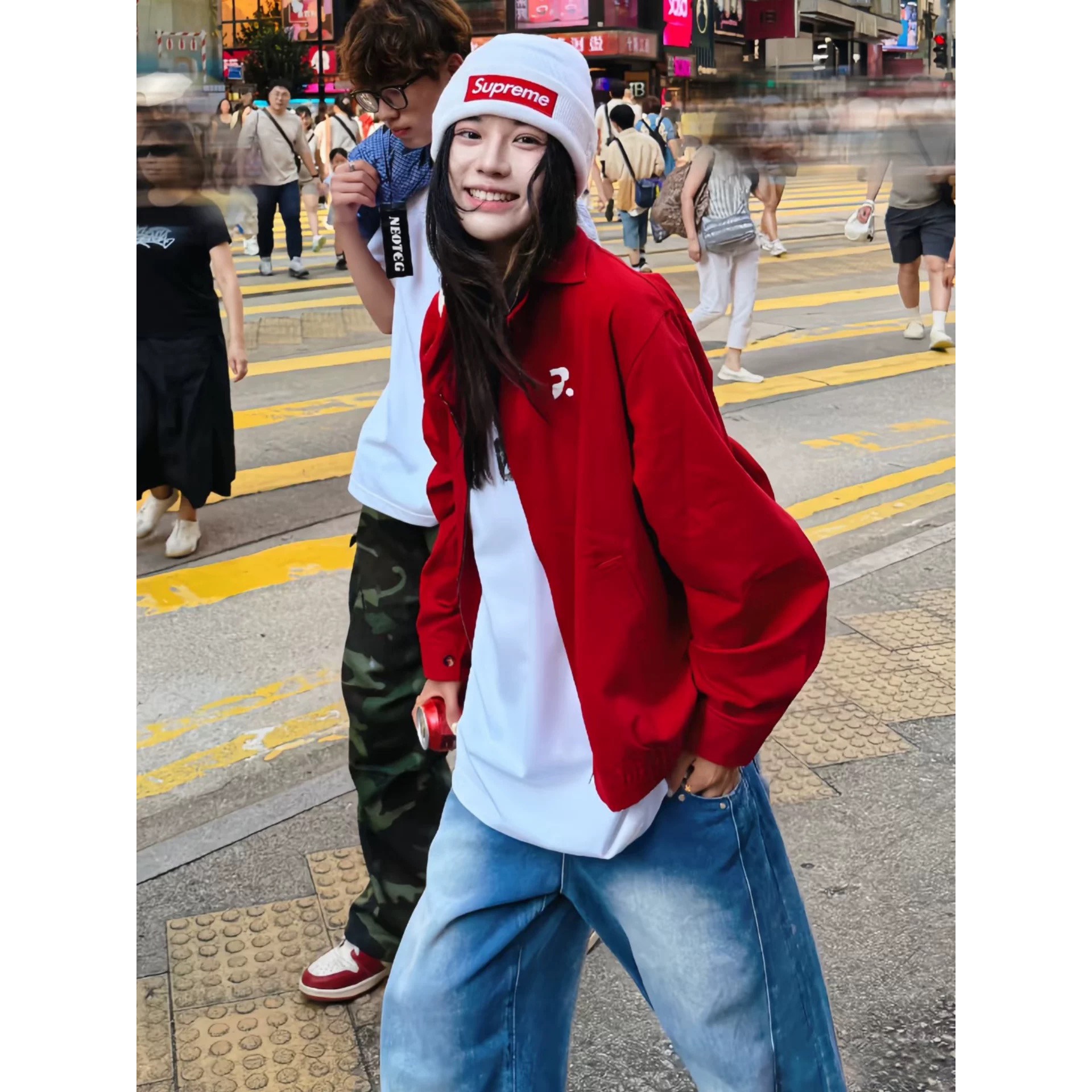美式红色工装短款夹克男女款秋哈灵顿立领衬衫外套潮牌情侣棒球服,男装夹克,星座916