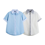 916-C75-特P48无差价2026夏装新款假两件休闲短袖衬衫白底，男装T恤，星座916