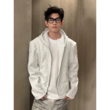 美式正肩硬挺外套男款秋季boxy短款修身夹克cleanfit连帽开衫卫衣，男装工装外套，星座916