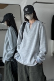 916-W82-特P33无差价重磅310克亨利领美式V领卫衣中性M-3XL，男装卫衣，星座916