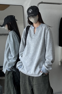 916-W82-特P33无差价 重磅310克 亨利领美式V领卫衣 中性 M-3XL图片