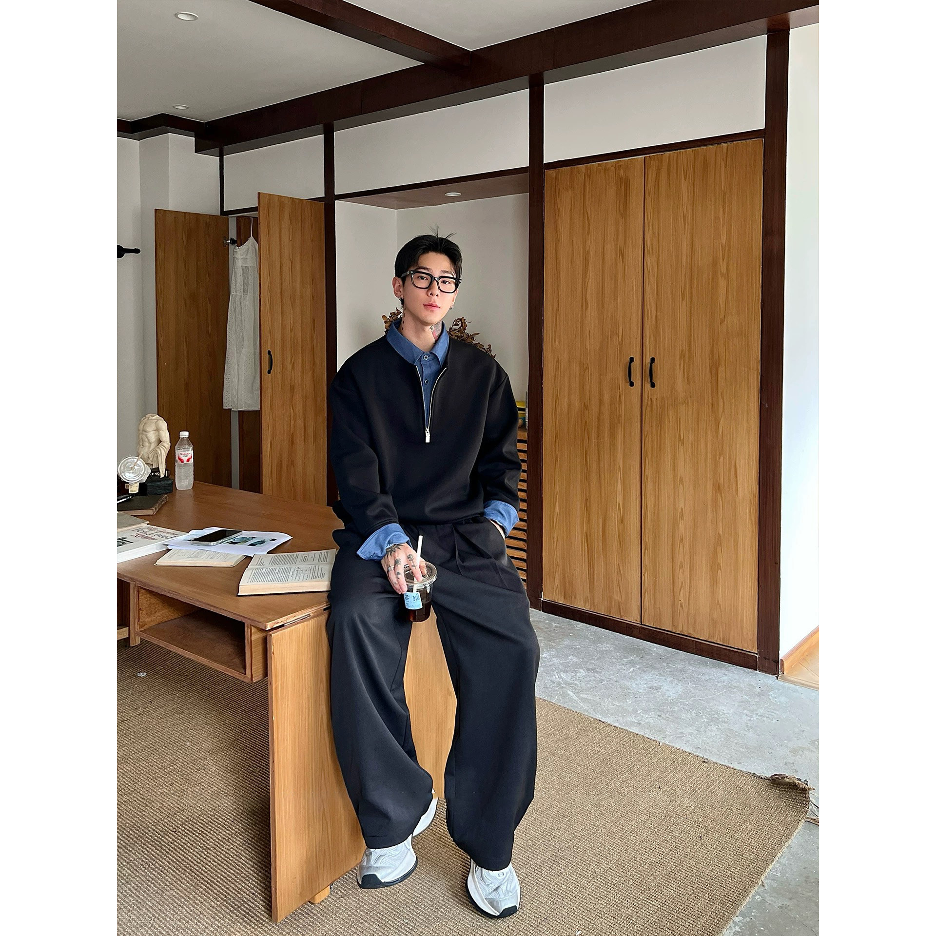 916-W97-特P58无差价现货重磅新款拼接假两件卫衣网图,男装卫衣,星座916