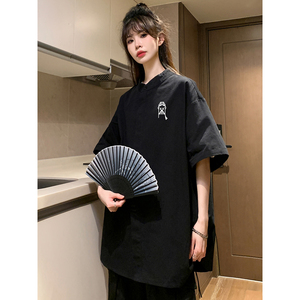 916-C67-P45 棉 高品质 新中式圆领短袖衬衫 中性 M-5XL 控68图片