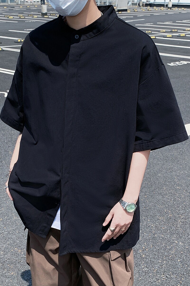 916-C66-特P35无差价棉可二开夏装中式短袖衬衫高街M-5XL,男装衬衫,星座916