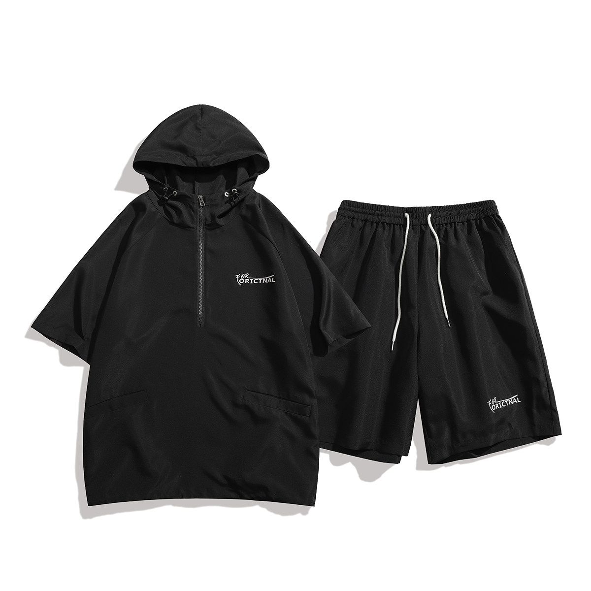 916-955-特P58无差价夏装连帽短袖T恤短裤大码套装白底M-5XL,男装牛仔裤,星座916
