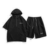 916-955-特P58无差价夏装连帽短袖T恤短裤大码套装白底M-5XL，男装牛仔裤，星座916