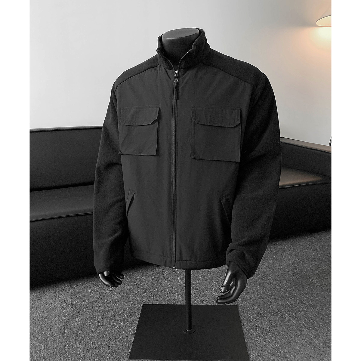 916-993-特P85深度库存春装拼接摇粒绒户外立领外套夹克假模，男装夹克，星座916