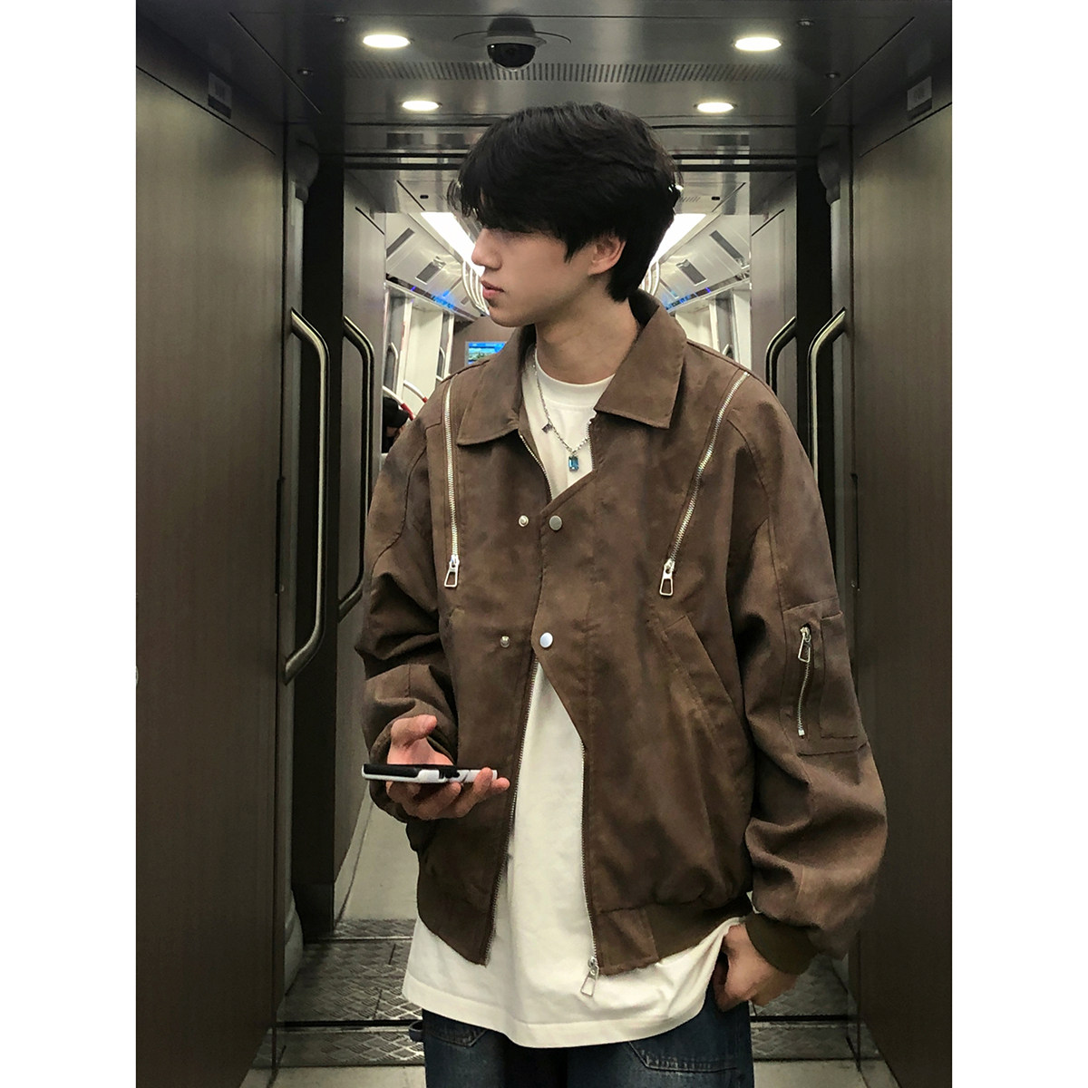 916-961-特P70无差价春装新款美式大码PU皮衣夹克外套港风M-5XL，男装夹克，星座916