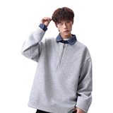 916-W97-特P55无差价现货重磅2026春装新拼接假两件卫衣无影墙，男装卫衣，星座916