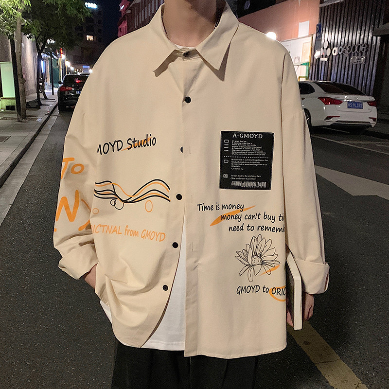 916-C12-P50棉春装美式宽松大码长袖衬衫港风,男装衬衫,星座916