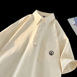 916-C61-P48棉夏季套头大码短袖衬衫港风平铺M-5XL，男装衬衫，星座916