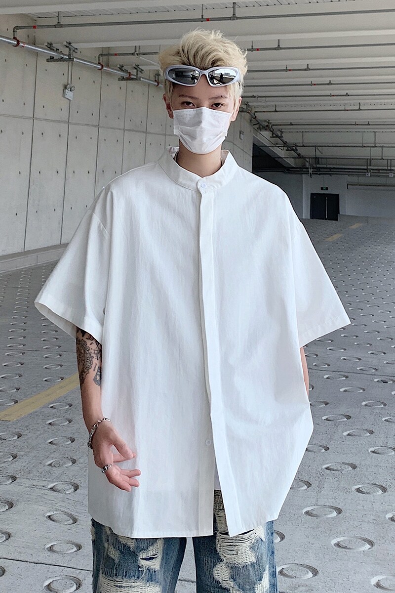 916-C66-特P35无差价棉可二开夏装中式短袖衬衫高街M-5XL,男装衬衫,星座916