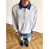 916-W97-特P55无差价现货重磅2026春装新款拼接假两件卫衣美式，男装卫衣，星座916