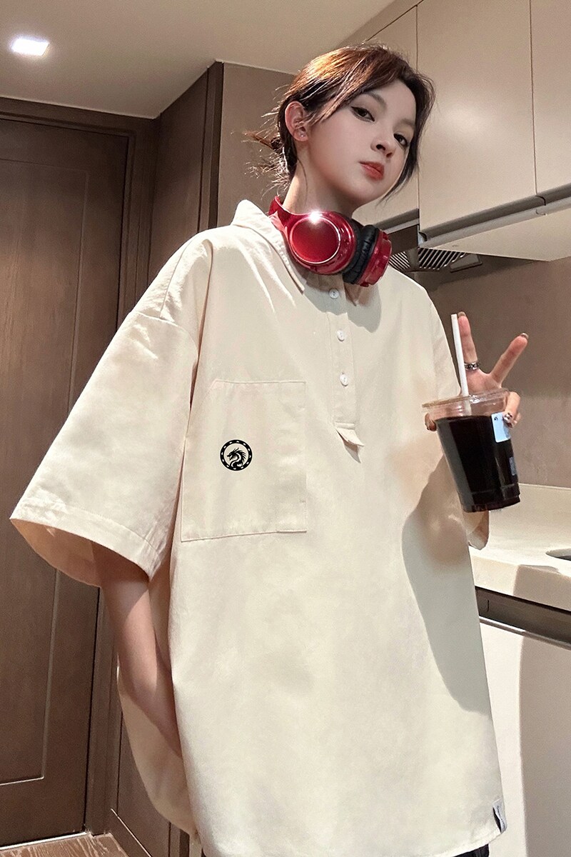 916-C61-P48棉夏季套头大码短袖衬衫中性M-5XL,男装衬衫,星座916