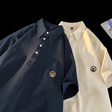 916-C61-P48棉夏季套头大码短袖衬衫港风平铺M-5XL，男装衬衫，星座916